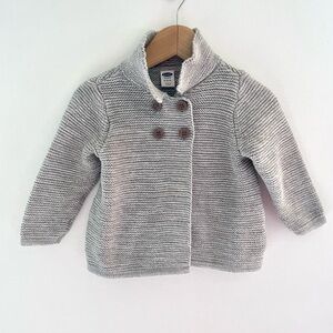 5/$30💥Ripple Knit Cardigan Sweater, Button Swing Front, Mock Neck, Unisex Grey